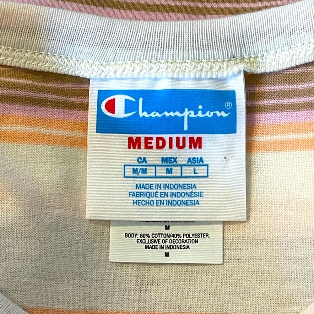 “CHAMPION” LADIES STRIPED SHORT SLEEVED T-SHIRT, HERITAGE COLLECTION, SIZE MED - Picture 5 of 5